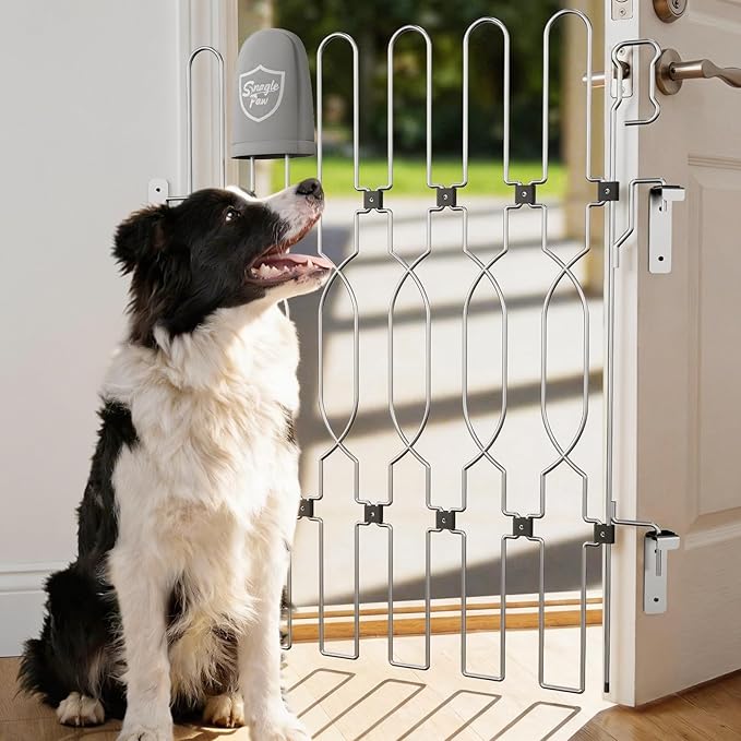 Snagle Paw Extra Tall Metal Retractable Door Barrier, 28.4" Wide 35" Tall Safety Dog Gate for Front Door,Easy Install Retractable Pet Gate for Recreational Vehicle,Doorways