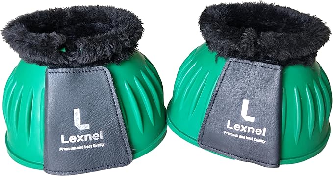 Rubber Bell Boots, Durable Bell Boots for Horse – Superior Hoof Protection and Comfort 1 Pair (Green, Large)