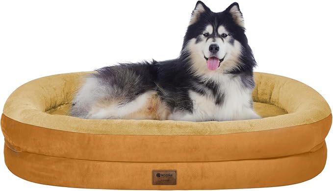 Orthopedic Dog Bed for Extra Large Dogs, XL Waterproof Dog Bed with Bolsters, Supportive Egg Crate Foam Pet Couch Bed with Removable Washable Cover & Non-Slip Bottom, Orange