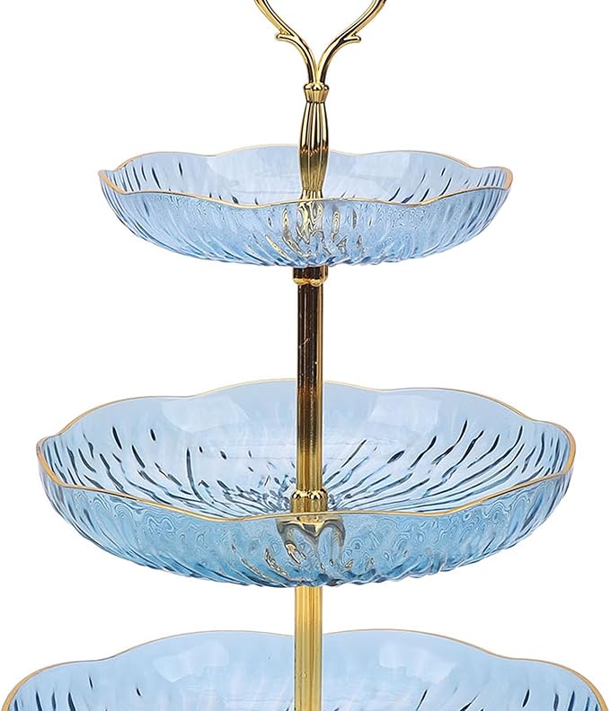 SUNGOOYUE Hanging Bird Feeder for Outdoor Use, Practical Bird Bath with 3-Tier Hanging Bowl, Holds Up to 4.5 Kg of Food, Improves The Watching Experience in Your Garden (Blue)