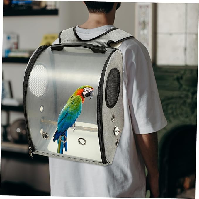 Parrot Carrying Bag Breathable Design and Standing Perch for Outdoor Travel Lightweight Bird Carrier Window for Hiking and Sightseeing