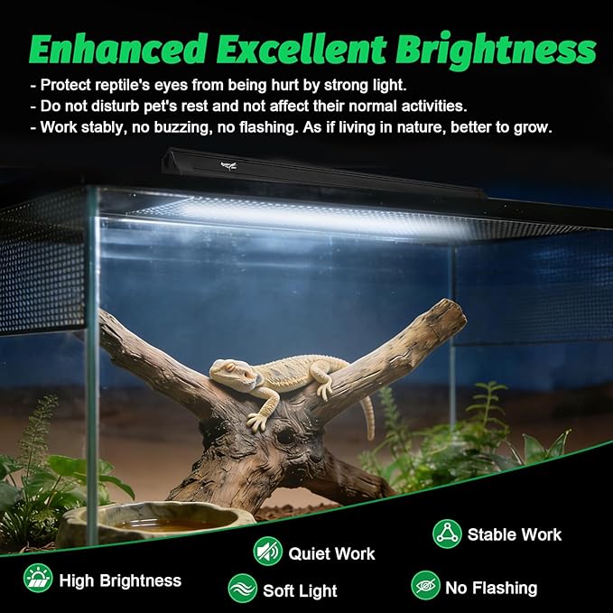 UVB Light for Reptiles Bearded Dragon, T8 UVB Reptile Light Fixture HO UVB Bulb Lighting Combo Kit 10.0 18W UVA UVB Reptile Light Bulb Terrarium Lamp Tube Bar for Snake Gecko Turtle Lizard, 24 Inch