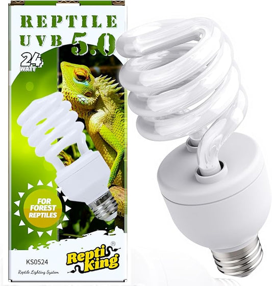 UVB Reptile Light, UVB5.0 24W, UVA UVB Reptile Light Bulb Lamp for Turtle Snake Lizard Leopard Gecko,Crested Gecko, UVB Bulbs for Tropical Reptiles