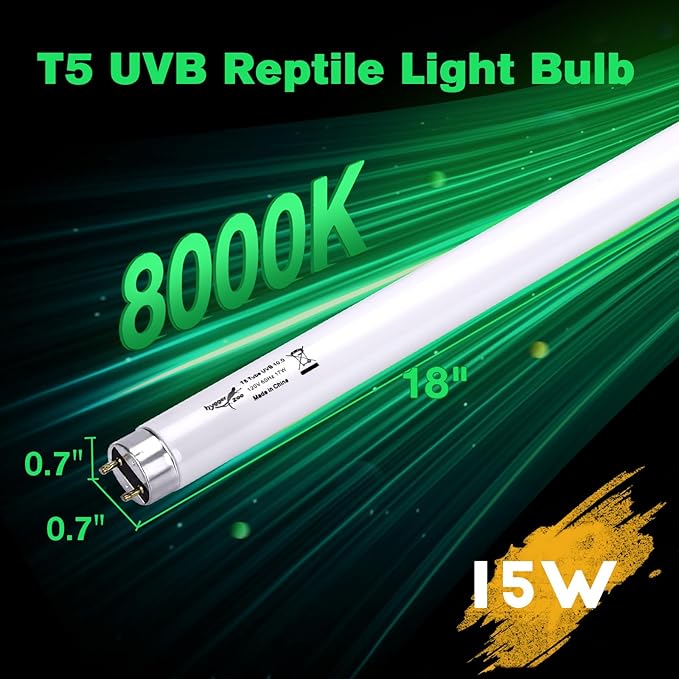 2-Pack UVB Reptile Light 10.0 Bulb 15W T8 Fluorescent Desert Lamp UVA for Bearded Dragon Tortoise Reptile & Amphibian