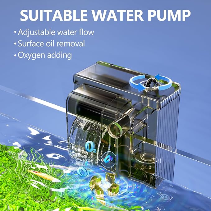 5 Gallon Fish Tank Aquarium Kit with Heater, HOB Filter, LED Light with Timer, Lid, Siphon Vacuum Cleaner, Self Cleaning Glass Rimless Betta Tank