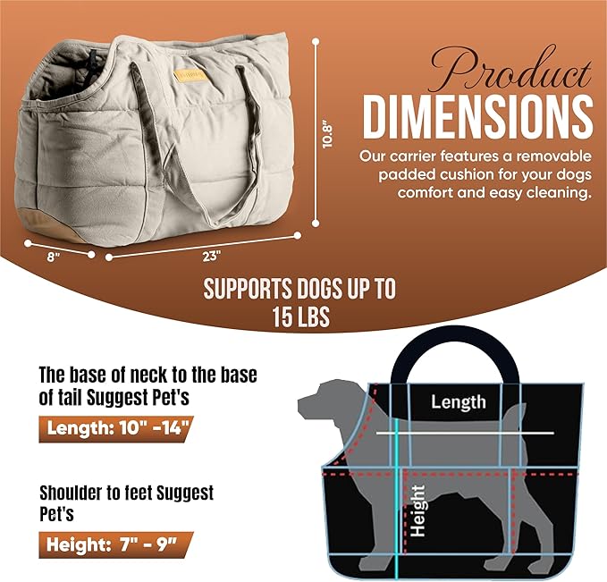 Plush Dog Purse Carrier for Small Dogs, Soft Tote Bag with Safety Harness Clip, Cozy Pet Carrier for Dogs Under 15 lbs, Comfortable Dog Shoulder Carrier for Travel, White 2.0