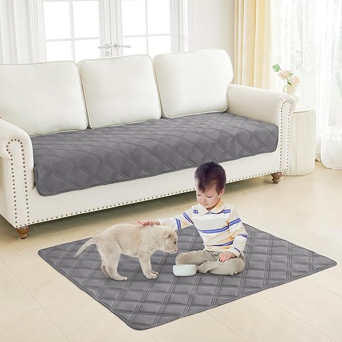 Smiry Waterproof Dog Bed Cover Blanket 30x53, Soft Reversible Pet Blanket, Washable Leakproof Cats Dogs Couch Cover for Sofa, Couch, Furniture, Grey/Grey