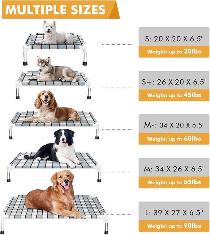 Caghash Elevated Outdoor Raised Dog Bed Outdoor Dogs Bed Lifted Pet Hammock Bed Dog Cot for Large Pet Taste Life, Start with A Pet Bed 39'' x 27'' x 6.5''