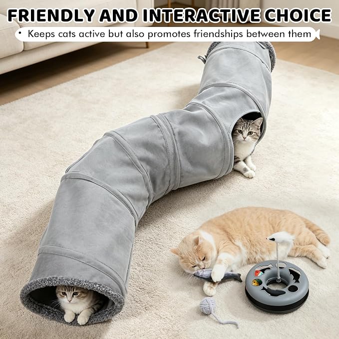 XIAPIA Cat Tunnels for Indoor Cats, 6-in-1 Collapsible Crinkle Play Tunnel - Image 6