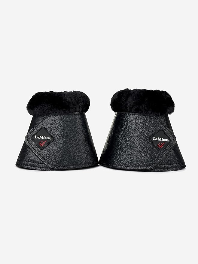 LeMieux Fleece WrapRound Overreach Horse Boots - Protective Gear and Training Equipment - Equine Boots, Wraps & Accessories (Black - Large)