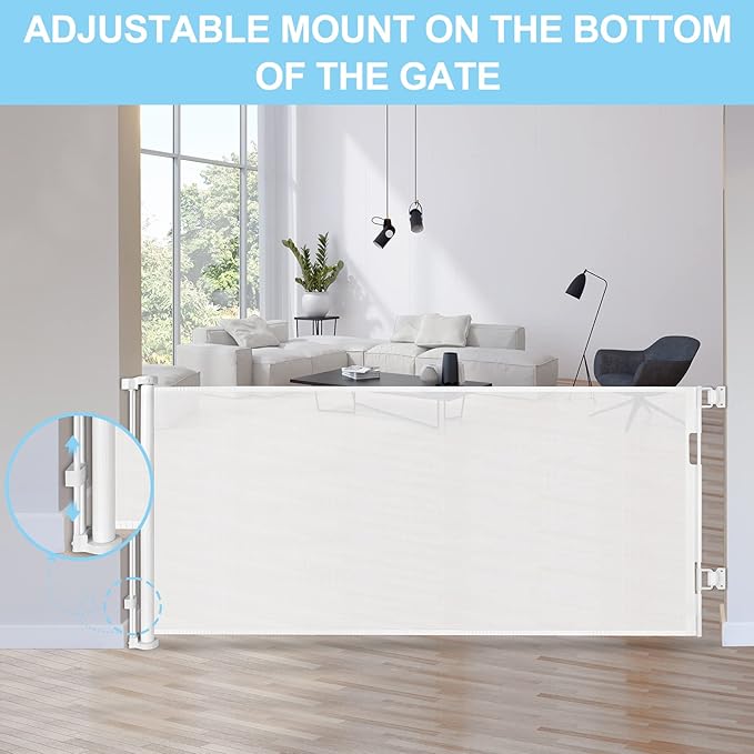 80 Inch Wide Baby Gate for Stairs Prevent Kid/Pet from Getting Through Retractable Outdoor Safety Gates for Toddlers Retractable Scratch-Resistant Mesh Dog Gate Indoor Doorway Gates for Pets, White