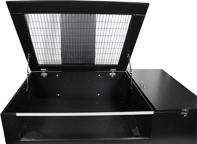 Penn-Plax Large (48" x 30") Tortoise Palace with Wire Top, Black Frame, Glass Terrarium, and Lamp Mount – Beautiful Turtle Cage Designed for The Modern Home with Room for Growth (REPTH1)