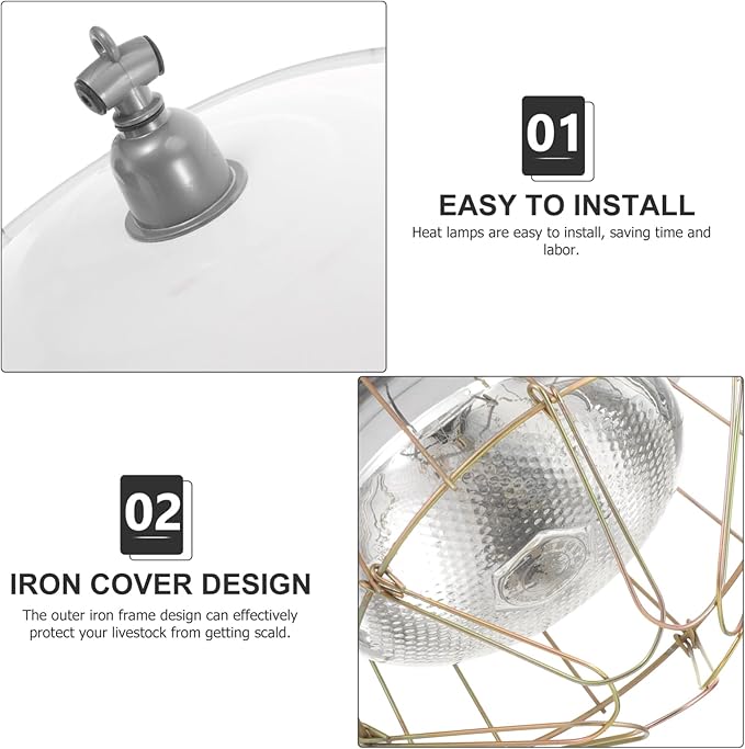 BESPORTBLE Outdoor Heat Lamp for Pets and Chickens Livestock Thermostat Lamp Iron and Glass Material Easy to Install and Remove Wide Application Safe for Animals
