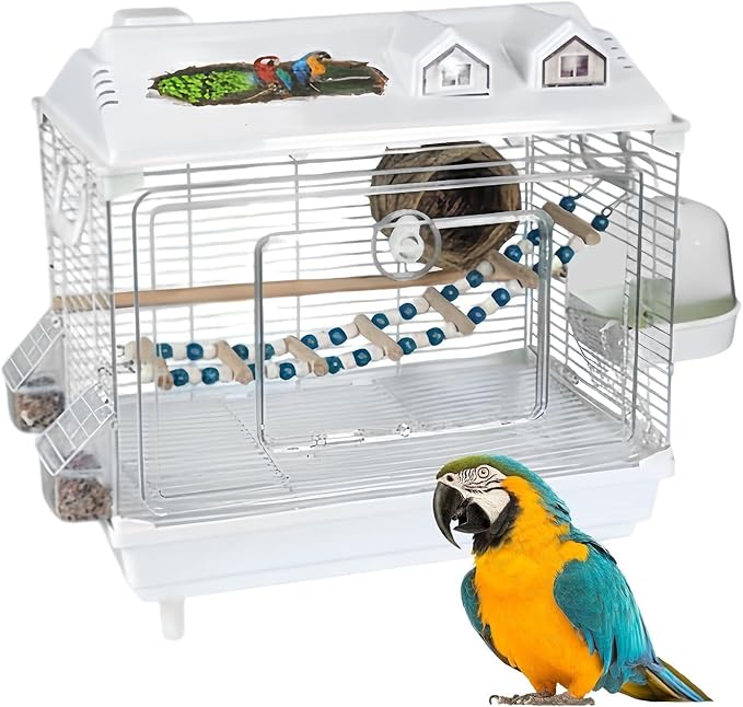 Bird Cage Bird Aviary Parrot Cage Flight Birdcag Bird Carrier Travel Carrier Cage Parakeet Cage Transparent Cage Easy to Clean(White)