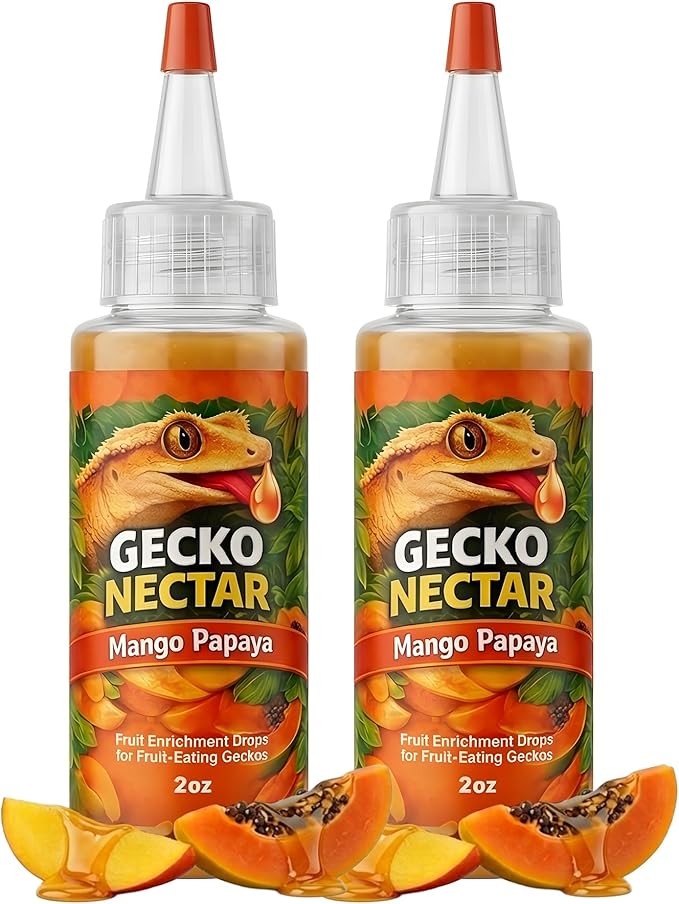 CTWPets Gecko Treat – Liquid Fruit Nectar Drops for Crested Gecko, Day Gecko & Gargoyle Gecko | Treat, Water Additive & CGD Mixer (4oz, Mango Papaya)