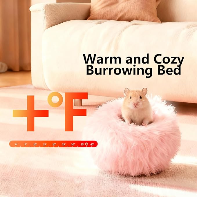 2-Pack Guinea Pig Carrier and Burrowing Bed, Portable Small Animal Cage with Clear Window, Plush and Fluffy Hideaway Pet Bed for Piggies, Hamster
