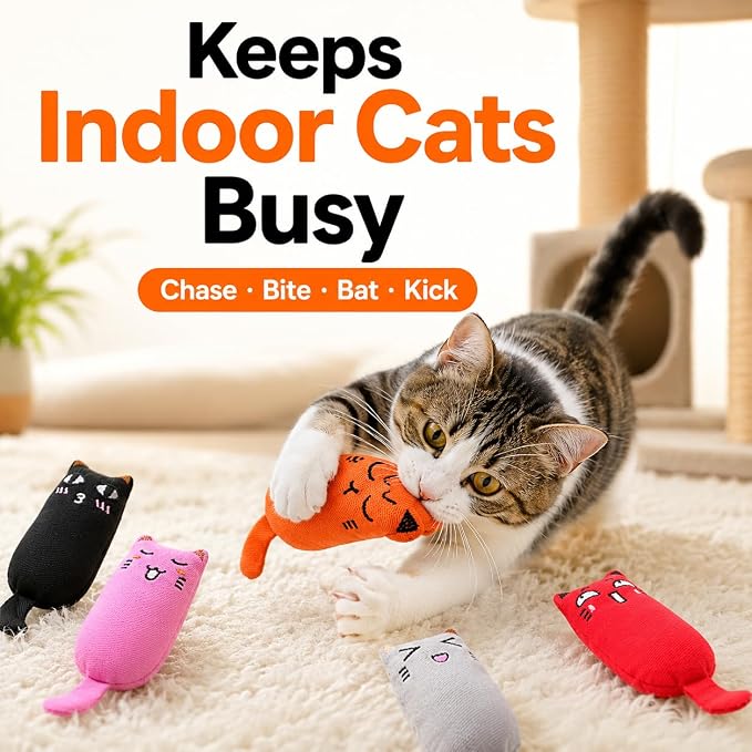Legendog 5Pcs Bite Resistant Catnip Toy for Cats,Catnip Filled Cartoon Mice Cat Teething Chew Toy - Image 7