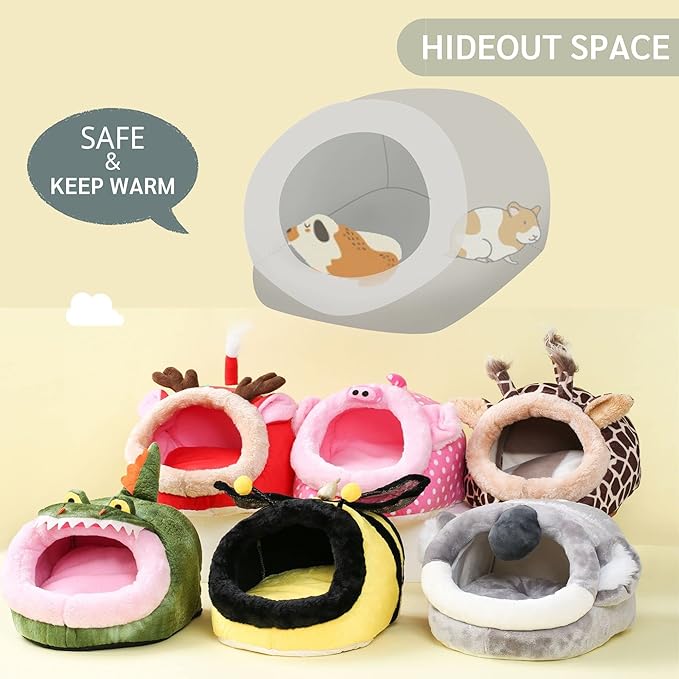 JanYoo Hamster Guinea Pig Supplies Bed Accessories House Hedgehog Cage Supplies Chinchilla Ferret Rat Gerbil (S,Koala)