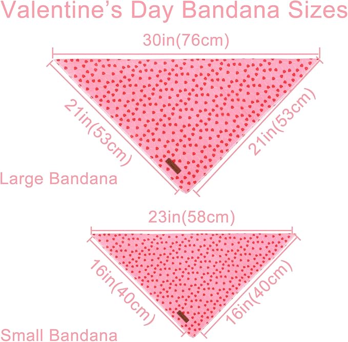 Valentine’s Dog Bandana, Valentine Triangle Bid Scarf for Girl Boy Small Medium Dogs or Cats, Adorable Puppy Wedding & Valentine’s Bandana, Cute Soft Cotton Pet Kerchief