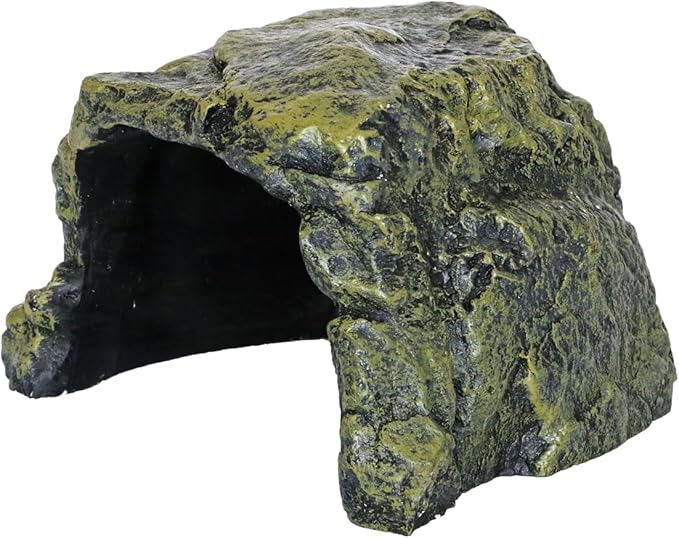 Rock Hide Cave for Reptiles, Amphibians Rock Den - Terrarium & Aquarium Decor, Great for Bearded Dragons,Lizards,Snakes,Turtles,Geckos,Frogs,Small Animals - Large Size