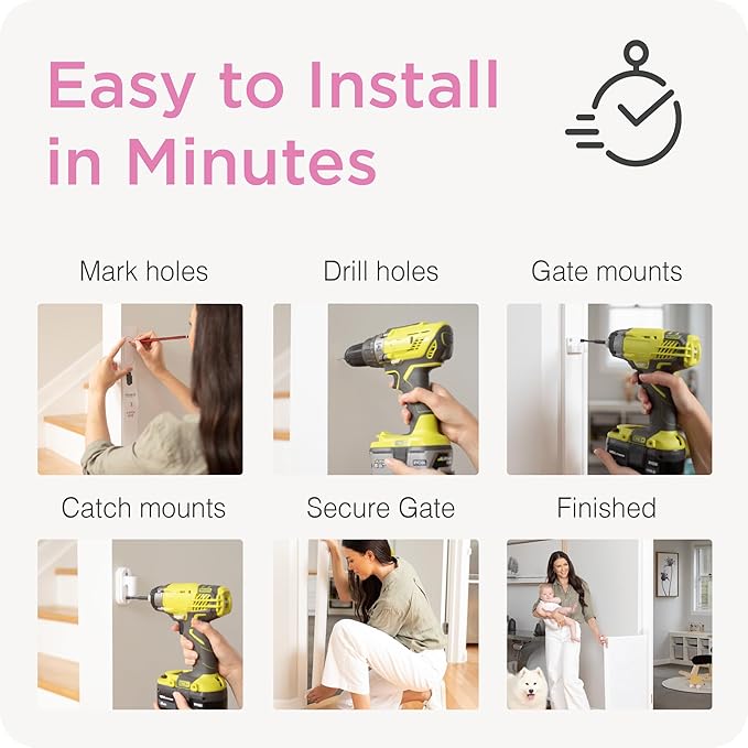Retractable Baby Gate Perma Child Safety 33" Tall x 71” Wide, Mesh, for Stairs, Doorways, Dogs, Pets, Indoor, Outdoor, One-Handed Operation, Locking, Easy Install, Hardware Mount, Gray