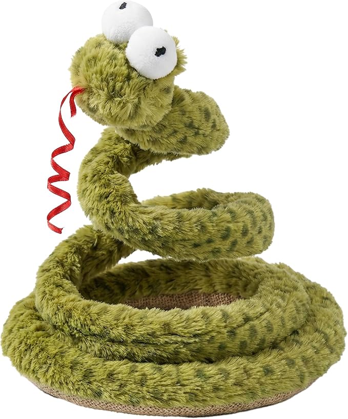 ZEZE Forest Snake Spring Interactive Cat Toy with Scratch Base, Bouncy Spiral Plush Teaser with Crinkle Sound & Ribbon, Self-Play Boredom Relief for Indoor Cats by zeze%7COnlythebestforyourlovingpet