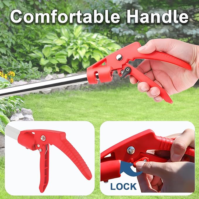 Upgraded 50" Snake Grabber Tool with Lock, Stainless Steel Snake Tongs, Foldable Long Reach Snake Catcher with Non-Slip Grip and Wide Jaw