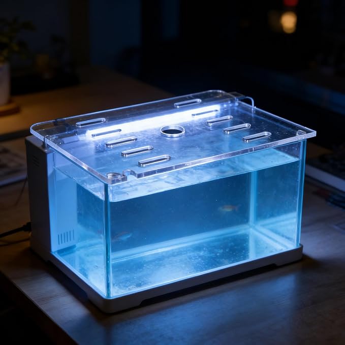 Fish Tank Anti-Escape Lid Cover - Clear Acrylic Panel Tank Top Protector with Holes for Aquarium Terrarium Reptiles Turtles Fish Shrimp Protection 20x14cm/7.9x5.5''