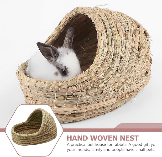NOLITOY Rabbit Nest Rabbit Grass Bed Bedding House Bunny Grass Hamster Habitat Dwarf Hamster Cage Hamgers Mat Woven Mat Critter Cage Cava Bunny s Straw Chew