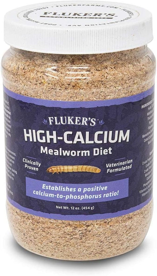 Fluker's High Calcium Mealworm Diet, Can Be Used as a Gut-Loading Food or Bedding, 12 oz