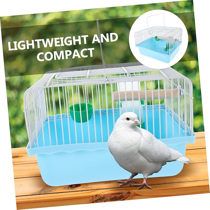 DECHOUS Bird Travel Cage: Portable Parrot Carrier with Water Feeder Small Birdcage with Wood Perch Stand and Food Tray for Parakeets and Lovebirds