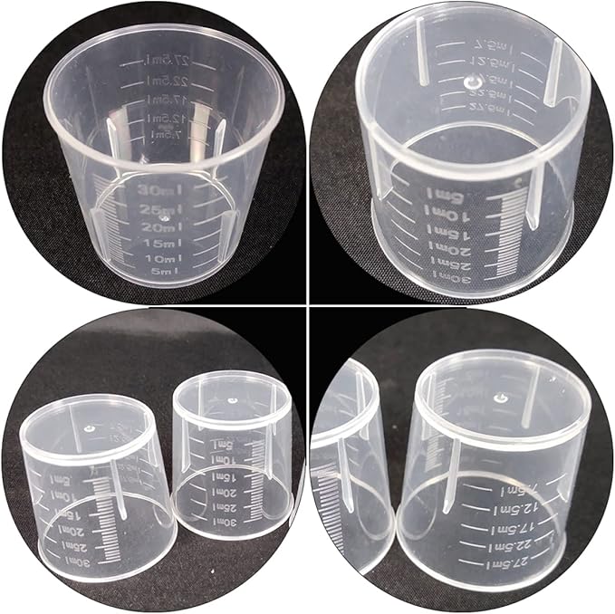 WOONEKY 100Pcs Measuring Cups for Reptile Feeding Durable Portion Cups with Scale Multi Functional Food and Water Dishes for Lizards Snakes and Pets