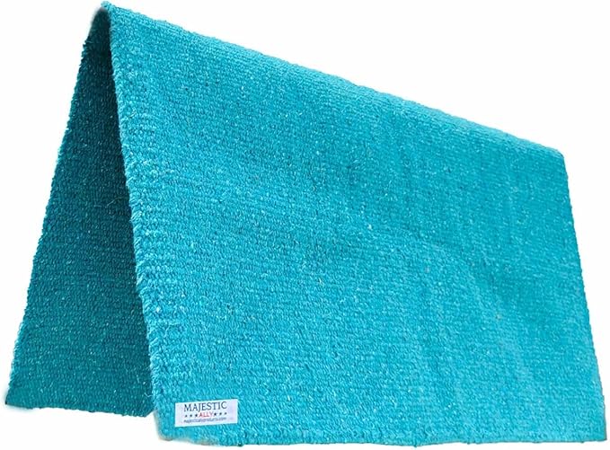 Majestic Ally Solid Color 34"x 36" Traditional Acrylic Saddle Blanket with Hemline Edges-3.7 lbs (Turquoise)