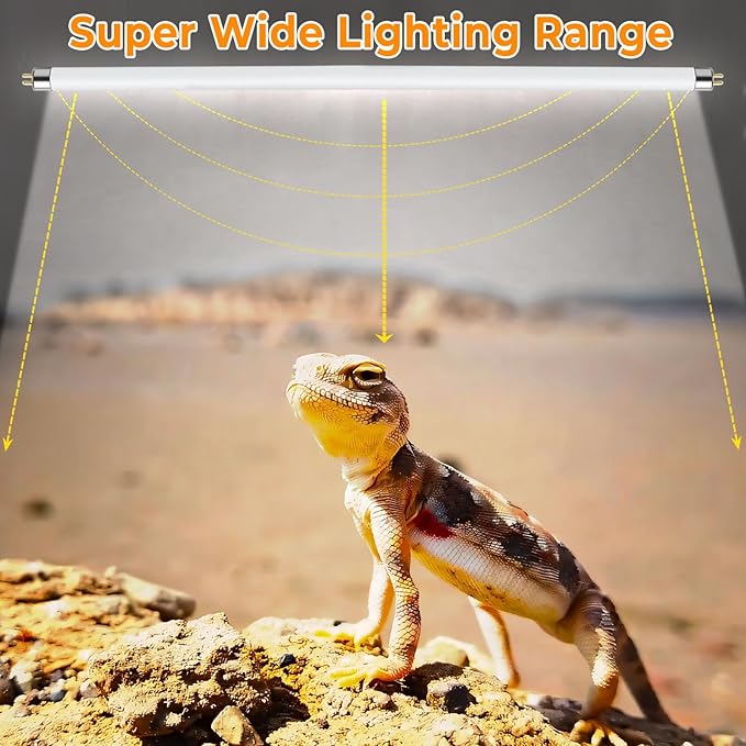 2 Pack T5 HO 10.0 UVB Reptile Bulb 24W, 22-Inch UVA UVB Light for Reptiles, Fluorescent Lamp Tube for Bearded Dragons, Turtles, Chameleons, Lizards, Tropical Desert UVB Lighting