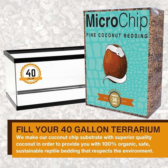 Microchip Coconut Substrate for Inverts and Reptiles Loose Fine Coconut Husk Chip Mix Reptile and Tarantula Bedding for Terrarium Floor (36 Quart)