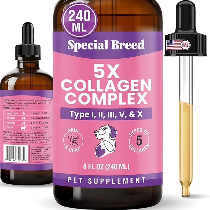 Premium Collagen for Dogs - Liquid Support for Joints, Skin, Coat, Bone, Immune System & HIPS - Collagen Supplement - Made in USA - 8oz