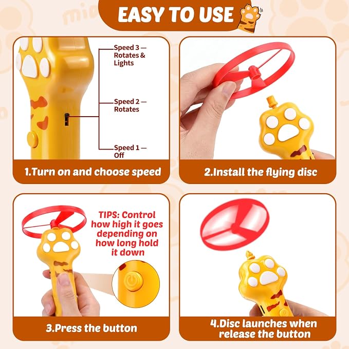 BABORUI Cat Toy Disc, 16Pcs Interactive Cat Fetch Toy Flying Discs, Flying Enrichment Toys for Indoor Bored Kittens & Adult Cats (16Pcs) - Image 3