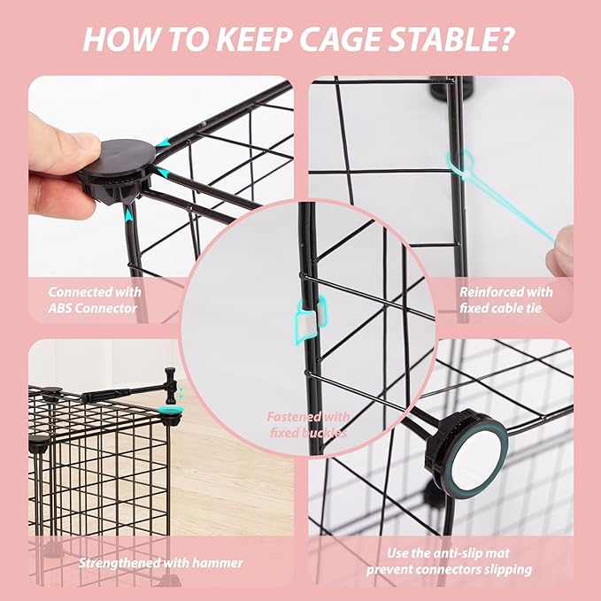 Guinea Pig Cages with Door and Top, 49.2x24.6x12.2inch Small Animal Cage, 20pcs Metal Grid Panels Small Animal Playpen, Expandable Cage for Guinea Pigs, Rabbits, Hamsters and Hedgehogs, Kitten