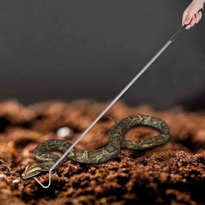 Snake Capture Hook, Stainless Steel Extensible Telescopic Snake Catcher Capture Hook Snake Reptile Catcher(100cm)