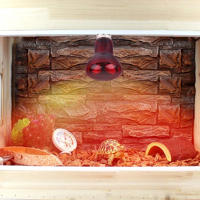 100W Infrared Heat Lamp Bulb E26 Base Red Basking Spot Light for Reptile Terrarium, Non-Disruptive Night Heater for Bearded Dragons Snake Turtle and Amphibian 2 Pack