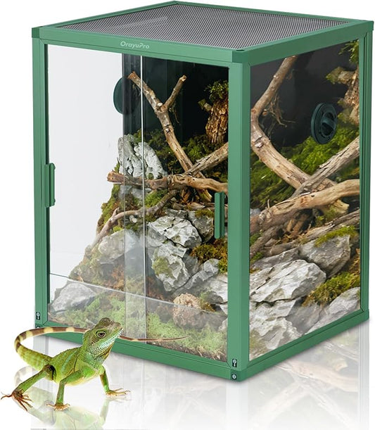 30 Gallon Reptile Terrarium, 18x18x24 inch PVC Reptile Tank, Lightweight Reptile Enclosure for Arboreal Gecko Lizard Snake Frog Chameleon