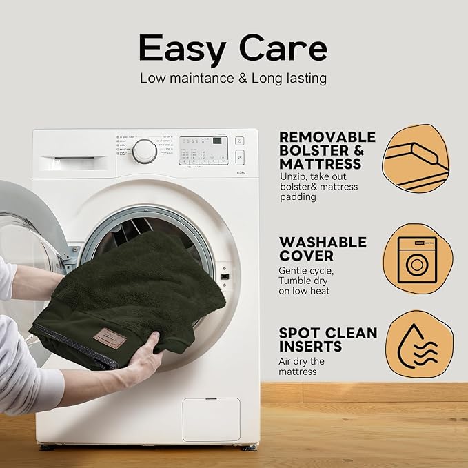 Large Dog Bed Orthopedic Washable - XXL Large Big Dogs - Waterproof with Removable Cover - Memory Foam - Beds Bolster Pet - Dogs Couch Sofa Bed - Outpost Olive Dog Beds