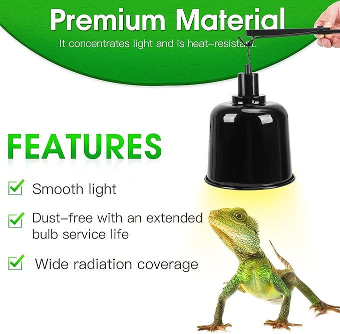 2 Pack Reptile Dome Lamp Cover Light Shade, 7.5 Inch Deep Reptile Dome Light Fixture, Aluminum for Reptile Terrarium with Ceramic Socket and Individual Switch (Bulbs Not Included)