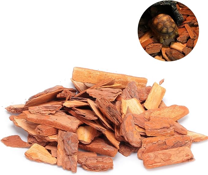 LIZEALUCKY Reptile Cork Bark Substrate Bedding, Box Bedding Pine Bark Granule Bedding, Reptile Breeding Bedding Habitat Decor for Tortoises Lizards (Large granules 250g)