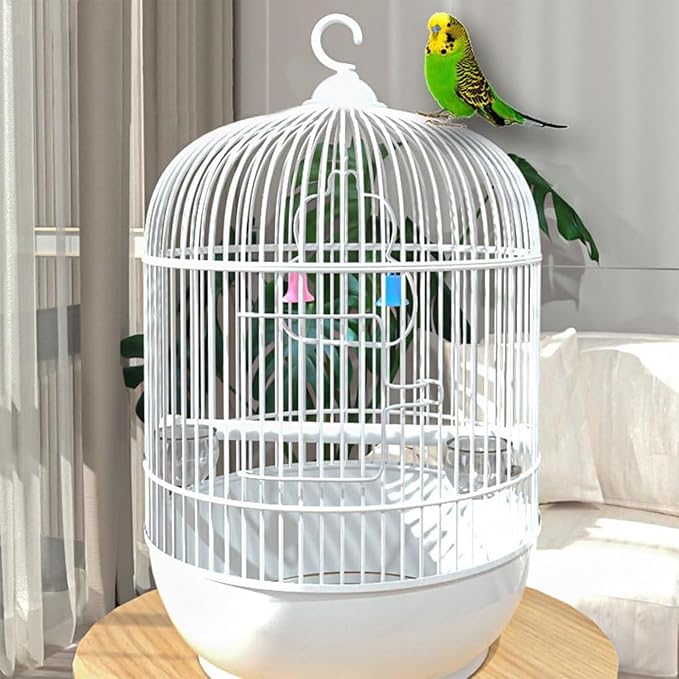 Bird Cage, Round Birdcage, Parrot Exterior Cage, Bird Carrier Cage for Birds, Round Portable Parakeet Handrail Small Bird Cage