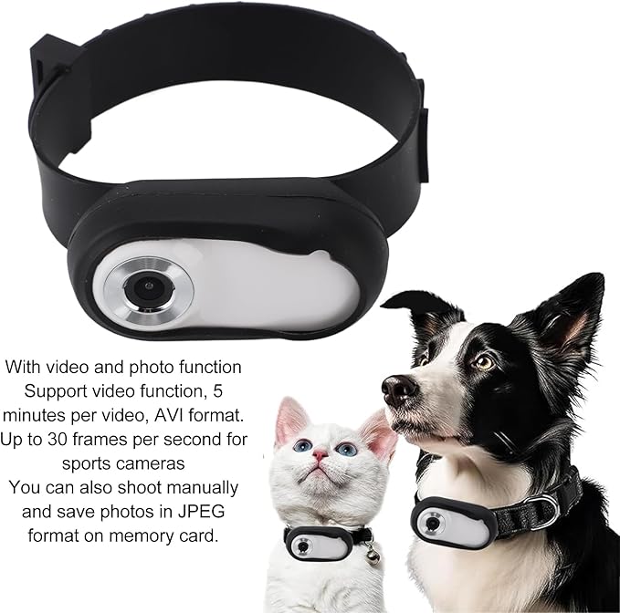 XUMIUZIY Pet Collar Camera, 1080P Camera for Dogs Cats with LCD Display, 170° Wide Angle, 5 Minutes Video Recording, 3 Hours Battery Life, Mini Action Cameras for Video Records