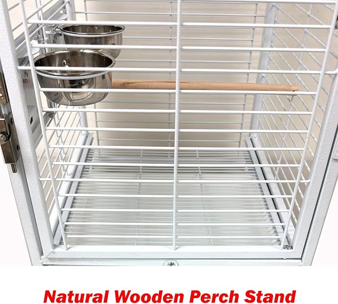 Portable and Durable Heavy Duty Travel Vet Bird Parrot Carrier Play Stand Perch Cage Stainless Feeding Bowl Natrual Wooden Perch Stand with Handle and Accessories