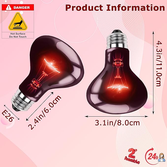 100W UVA Infrared Red Heat Lamp Bulb – Strong Bones & Energy, High-Performance Basking Spot Light for Lizards, Leopard Geckos, Turtles & Chicks, Terrarium & Brooder Heater