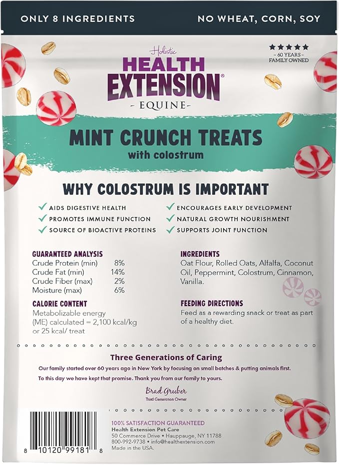 Health Extension Equine Mint Crunch Treats with Colostrum – Refreshing Mint Flavor for Horses – Supports Daily Training Rewards & Positive Reinforcement – 2 lb Bag