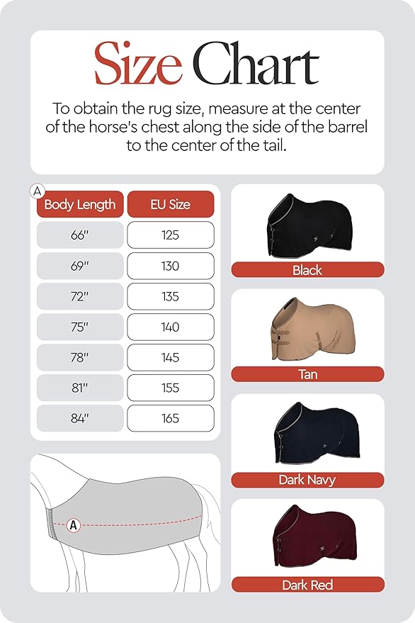 HORZE Kiel Fleece Horse Cooler Blanket | Quick-Dry Fleece Horse Cooler Sheet with X-Surcingles & Tail Cord - Black - 69 in